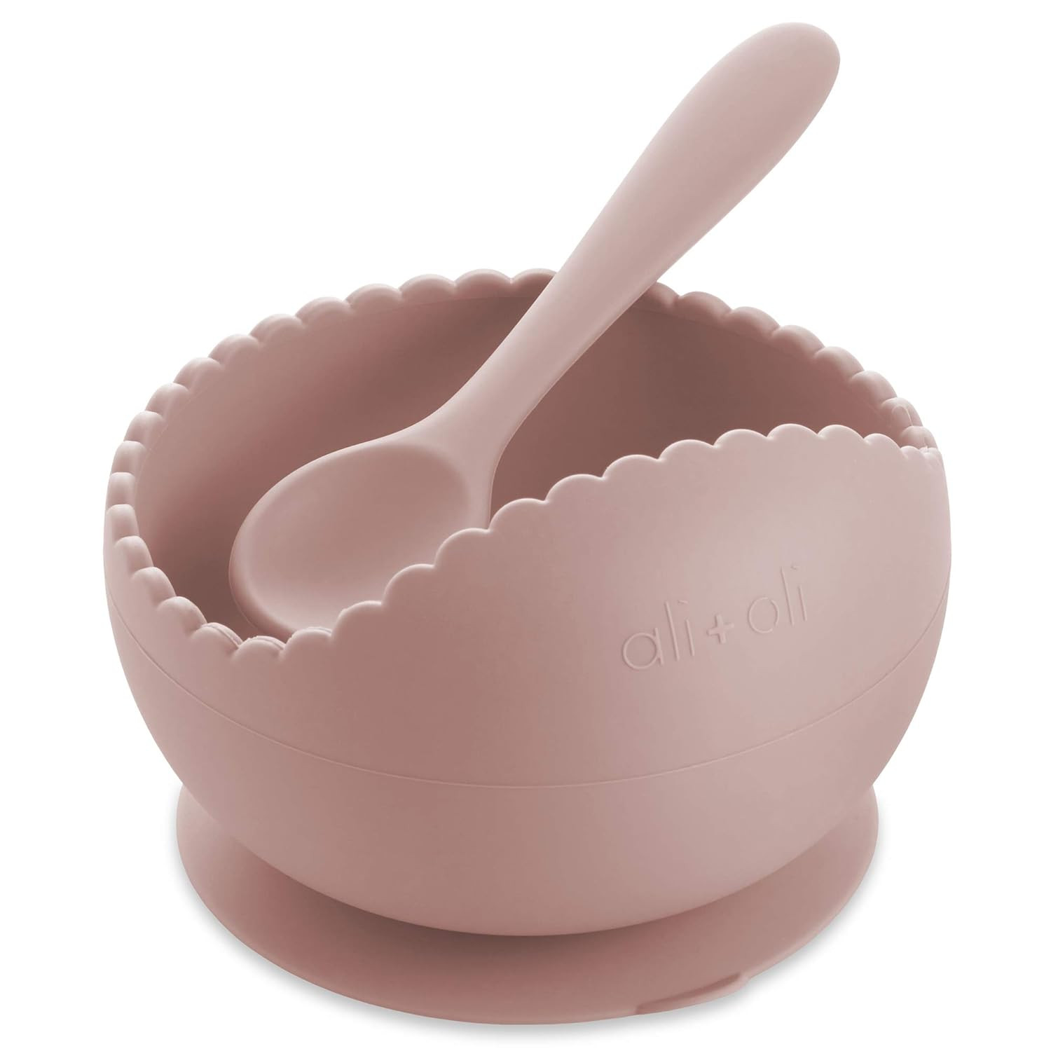 Ali+Oli Silicone Suction Bowl and Spoon Set (Blush, Wavy) - Unbreakable Suction Bowls for Baby 6 ... | Amazon (US)