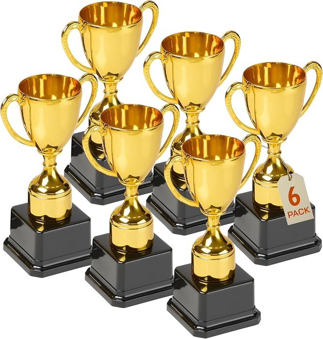 Playbees Fun Gold Plastic Trophies - 6 Pack - 7 Inch - Award Trophy Cup Set for Superstar Kids - ... | Amazon (US)