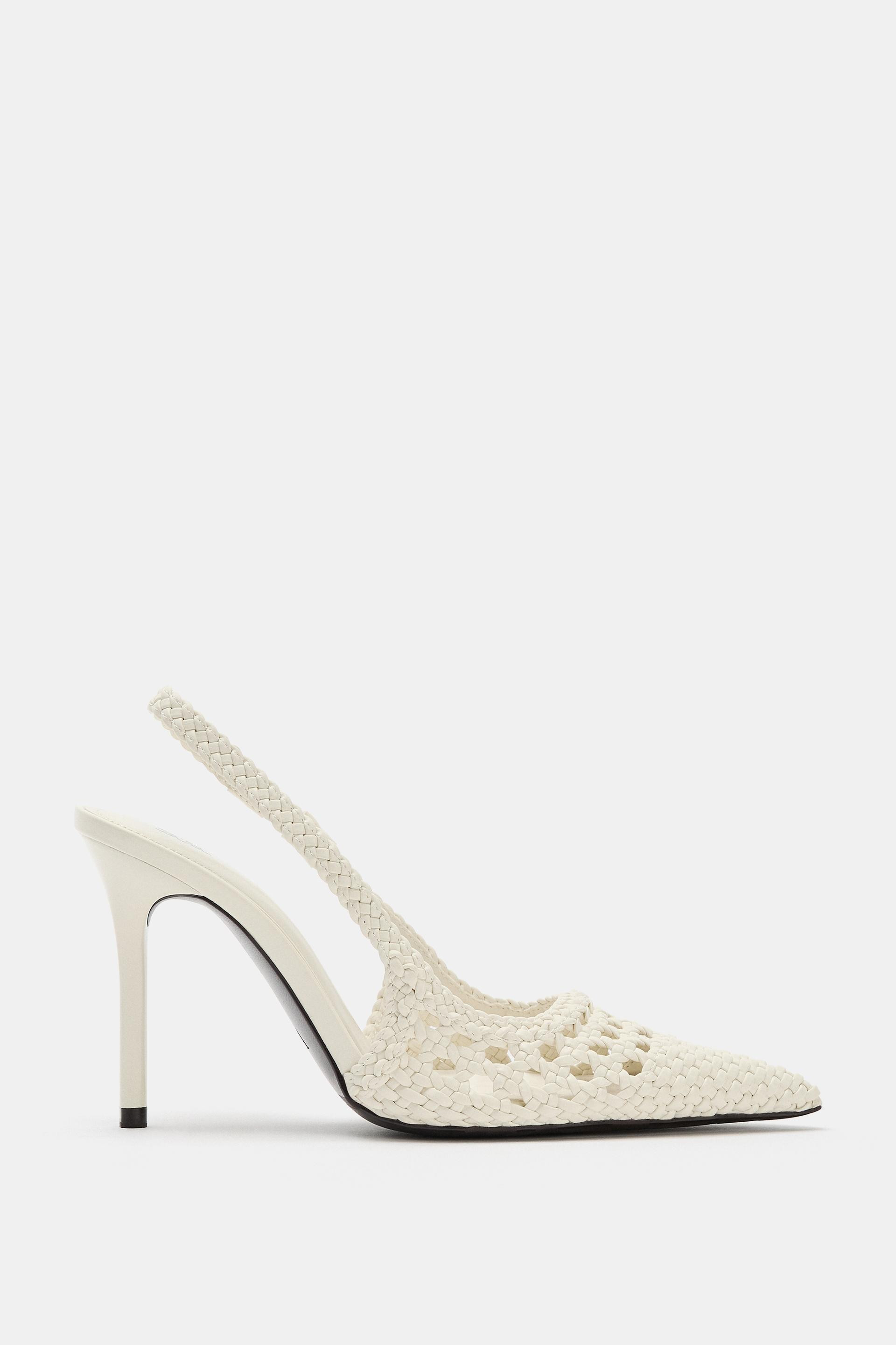 Zara - Braided Slingback Heels - White - 11 - Woman | Zara US