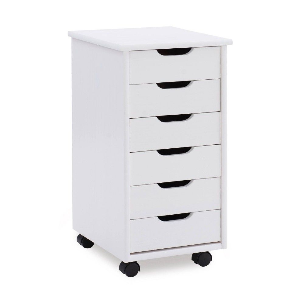 Cary 6 Drawer Rolling Storage Cart White - Linon | Target