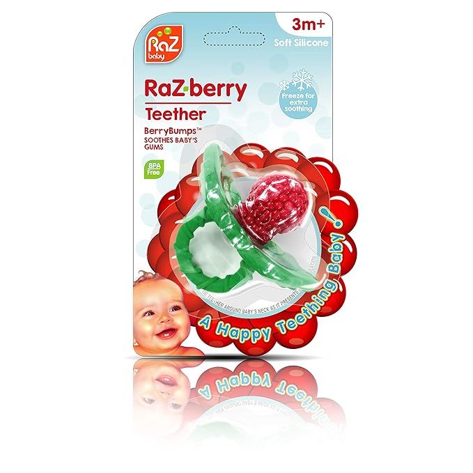 RaZbaby RaZ-Berry Silicone Teether/Multi-Texture Design/Hands Free Design/Red | Amazon (US)