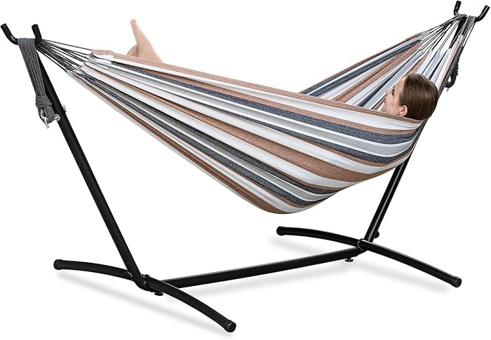 PNAEUT Double Hammocks with Stand for Outside, Portable Space Saving Heavy-Duty Steel Frame for I... | Amazon (US)