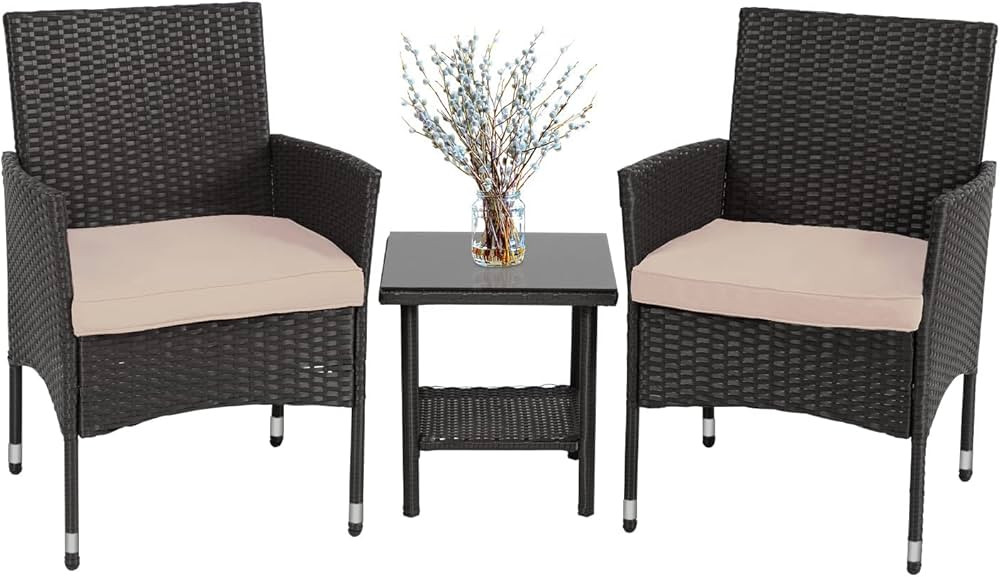 FDW Outdoor Wicker Bistro Rattan Chair Conversation Sets with Coffee Table for Yard Backyard Lawn... | Amazon (US)