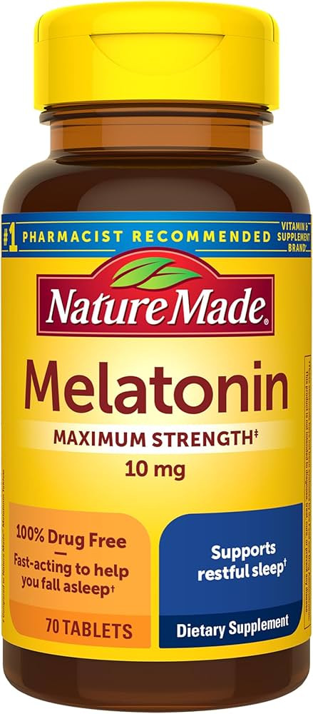 Nature Made Melatonin 10mg Maximum Strength Tablets, 100% Drug Free Sleep Aid for Adults, Melaton... | Amazon (US)