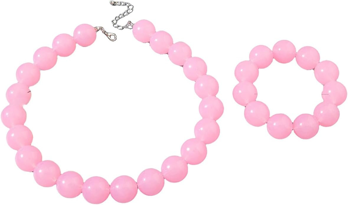 Colorful Chunky Beaded Necklace for Women Acrylic Bead Choker Necklaces Fashion Large Round Beads... | Amazon (US)