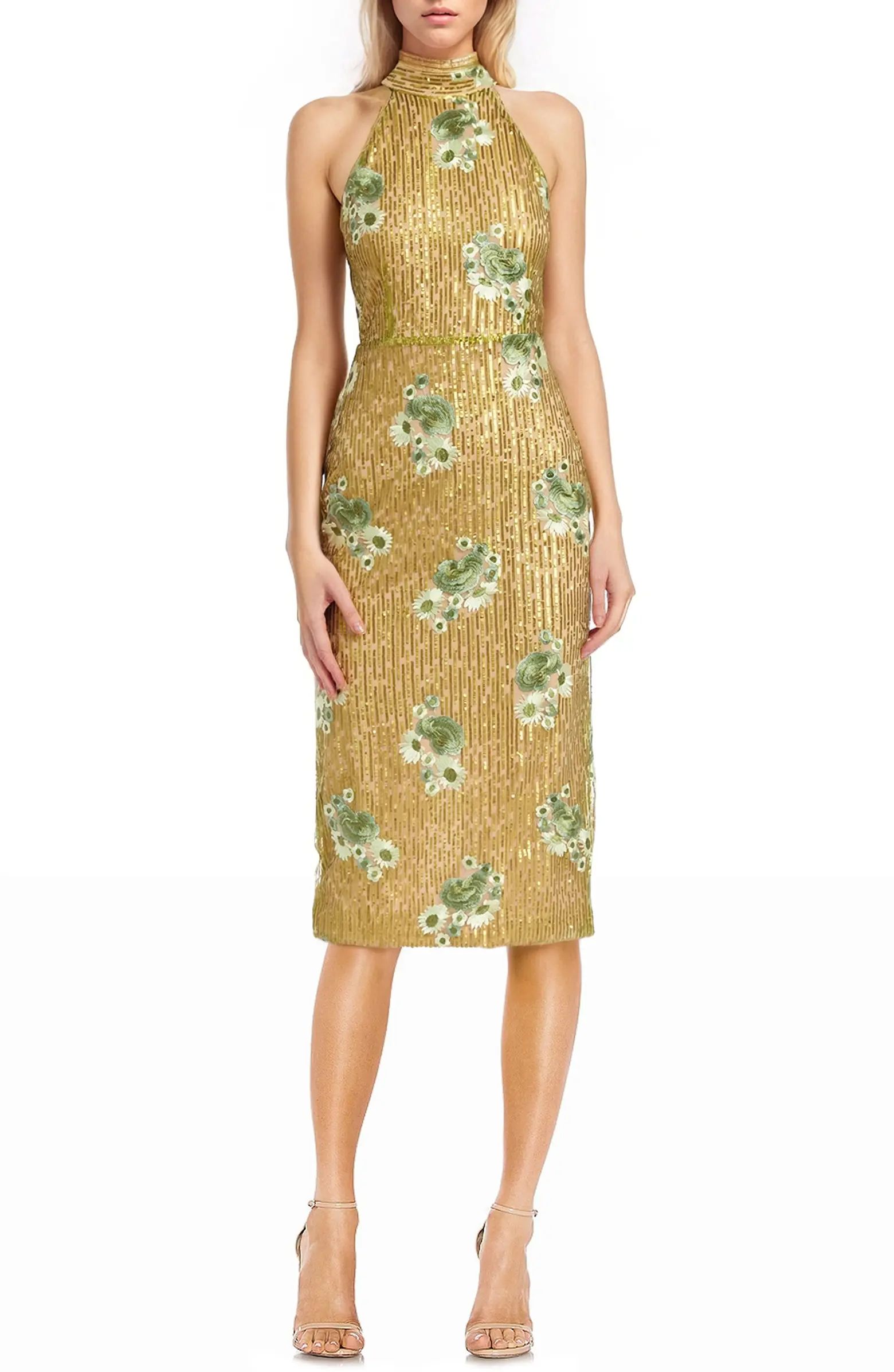 Jewel Badgley Mischka Floral Embroidery Sequin Sheath Dress | Nordstrom | Nordstrom