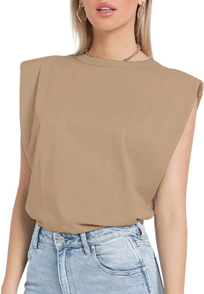 MISSACTIVER Women Summer Loose Slim Tank Top Solid Cotton Sleeveless Vest Round Neck Cami Shoulder P | Amazon (US)