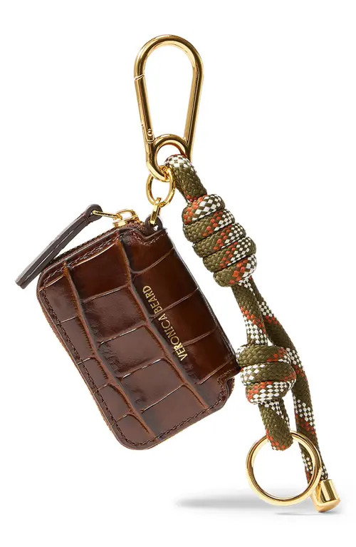 Veronica Beard Croc Zip Pouch Bag Charm in Chestnut Multi at Nordstrom | Nordstrom