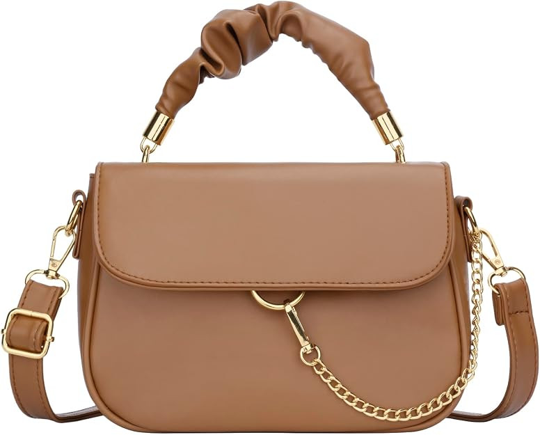 KKXIU Ruched Crossbody Bags for Women and Teenagers Trendy Vegan Leather Top Handle Shoulder Purs... | Amazon (US)