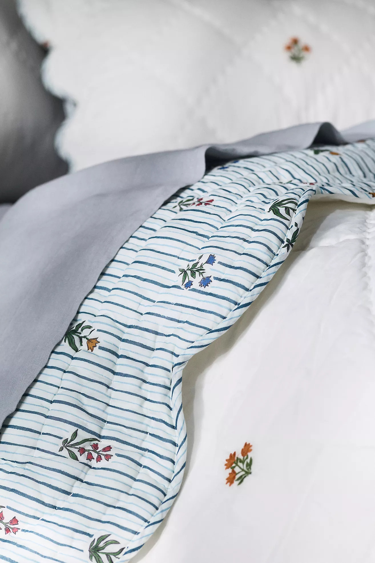 Parker Cotton Floral Icon Embroidered Quilt | Anthropologie (US)