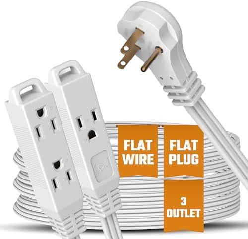 Flat 3-Outlet Extension Cord 12 Ft for Indoor Use by Bindmaster- UL-Listed 3-Prong Multi Extensio... | Amazon (US)