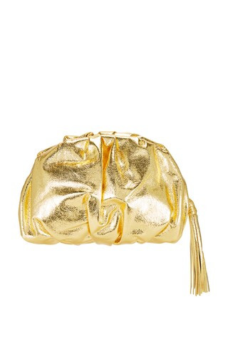 Rebecca Minkoff Ruched Clutch in Solid Gold from Revolve.com | Revolve Clothing (Global)