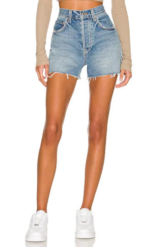 GRLFRND Jules Super High Rise Vintage Short in Wave Hill from Revolve.com | Revolve Clothing (Global)