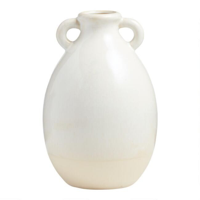 Ivory Pearlescent Reactive Glaze Olivia Jug Vase | World Market