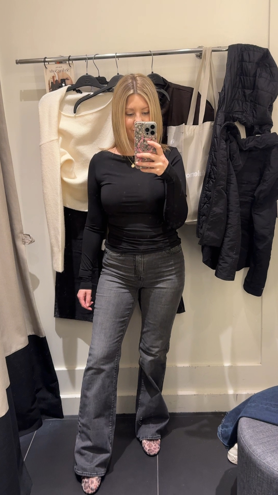 Such a good find for under $35 🤍

I’m wearing a size 27 in these black denim jeans, true to size. They have a bootcut fit that’s more fitted through the hips and thighs with a subtle flare. The shape is super flattering and almost gives the look of a wide leg jean while still being more fitted and structured.

They have a bit of stretch but still hold their shape really nicely. For reference, I’m 5’3”, and they are quite long on me, so I’ll need to have them hemmed. If you’re petite, just keep that in mind for length.

I paired them with the black boat neck top in a size small, true to size. It’s fitted, super comfortable, and such a great everyday basic.

Finished the look with the leopard mesh flats, which fit true to size.

black denim jeans
black flare jeans
flare jeans women
bootcut jeans women
black bootcut jeans
flared jeans outfit
wide leg jeans women
petite friendly jeans
high waisted jeans
jeans outfit women
stretch denim women
casual outfits women
everyday outfits
casual winter outfits
spring outfit ideas
petite outfit ideas
fitted boat neck top
boat neck top outfit
long sleeve fitted top
mesh flats
mesh ballet flats
mary jane flats
ballet flats outfit
leopard mesh flats
leopard flats outfit
amazon ballet flats
casual everyday outfits
neutral outfits women
Winter denim
Date night outfits


#LTKjeans #LTKcanada #LTKwinter