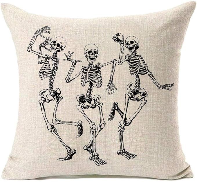 MFGNEH Halloween Skull Pillow Covers, Home Decor Cotton Linen Sofa Throw Pillow Case Cushion Cove... | Amazon (US)