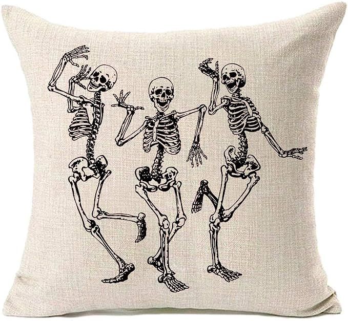 MFGNEH Halloween Skull Pillow Covers, Home Decor Cotton Linen Sofa Throw Pillow Case Cushion Cove... | Amazon (US)