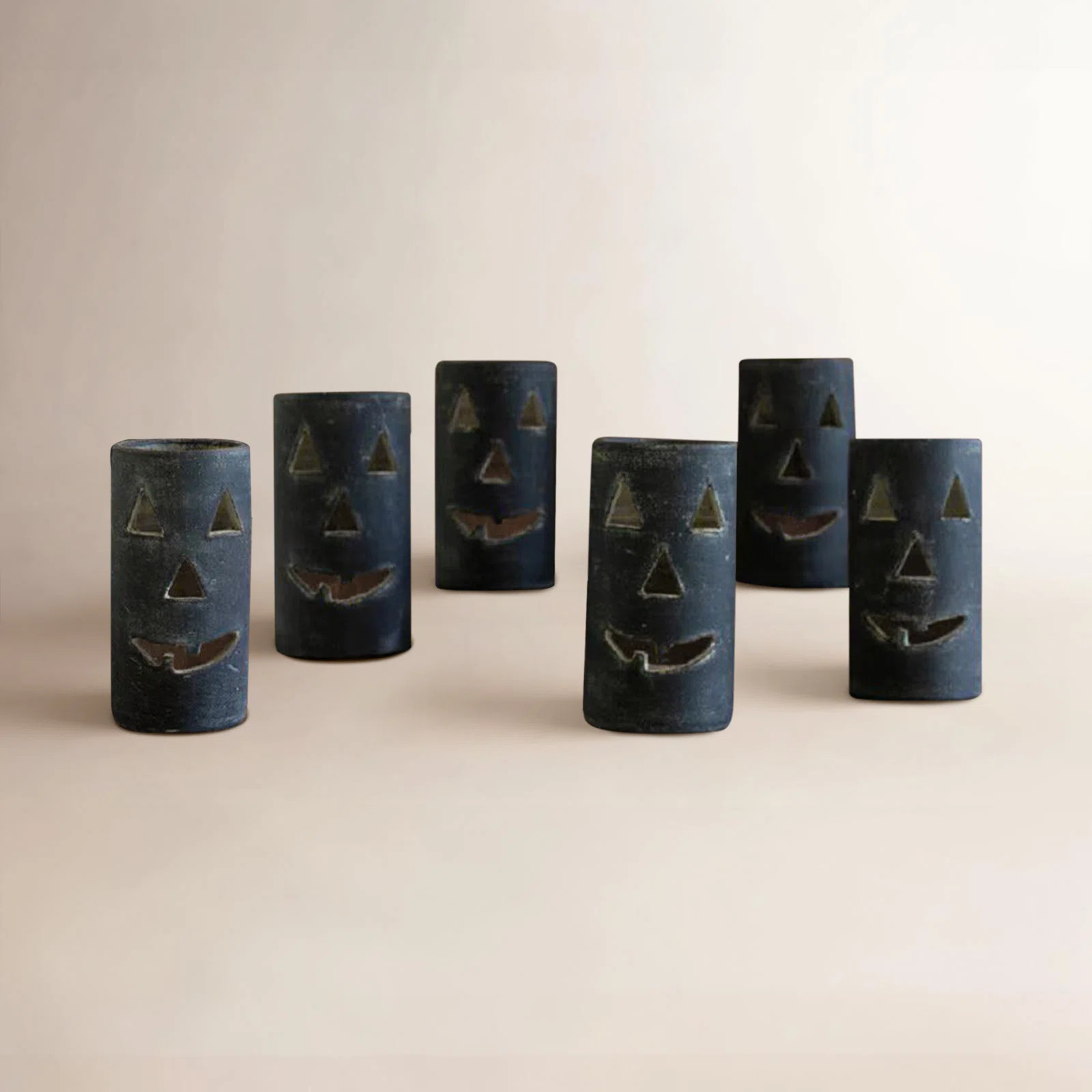 Tall Black Clay Jack-O-Lantern Luminary – 8" Tall Halloween Decor | Wayfair North America