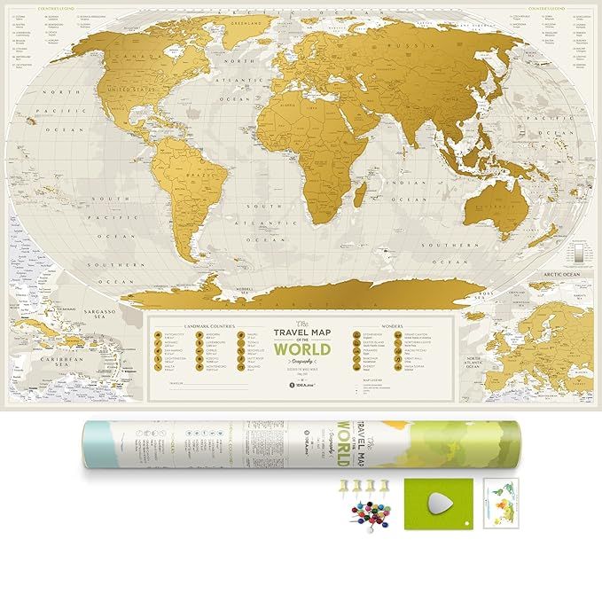 Detailed Scratch Off World Map - Premium Edition - 34.6" x 23.6" - Large Places I've Been Travel Map | Amazon (US)