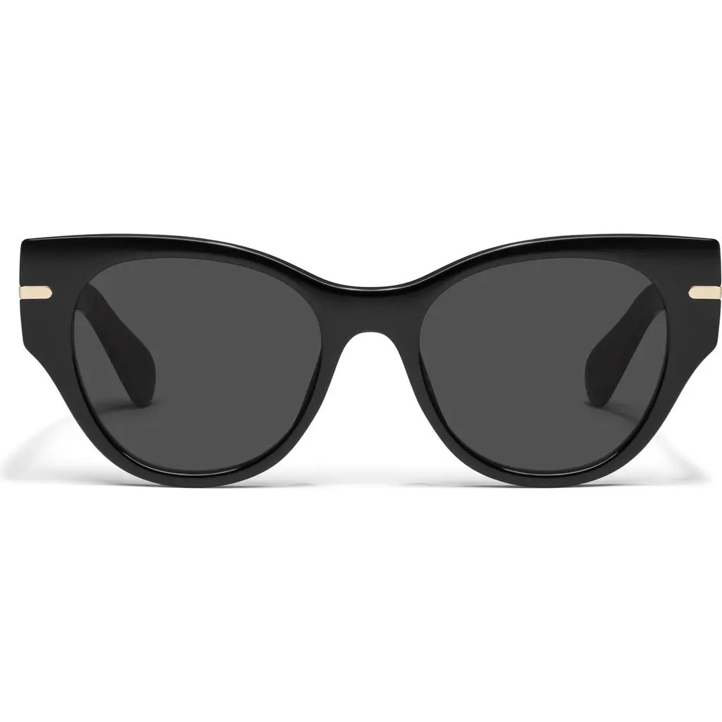 QUAY Chit Chat 53mm Cat Eye Sunglasses in Black/smoke at Nordstrom | Nordstrom