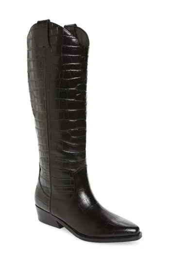 Haze Croc Embossed Leather Western Boot | Nordstrom Rack