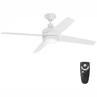 Home Decorators Collection Mercer 52 in. Integrated LED Indoor White Ceiling Fan with Light Kit a... | The Home Depot