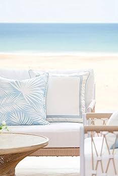 Hofdeco Premium Coastal Hampton Style Patio Indoor Outdoor Pillow Cover Only, 20"x20" Water Resis... | Amazon (US)