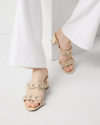 Braided Raffia Heeled Sandal | White House Black Market