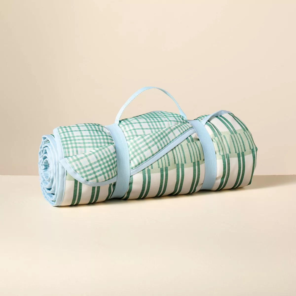 70"x70" Reversible Plaid Picnic Blanket Green/Blue/Cream - Hearth & Hand™ with Magnolia | Target