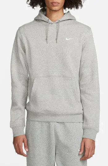 Nike Swoosh Pullover Hoodie in Dark Grey Heather/White at Nordstrom Rack, Size Small | Nordstrom Rack
