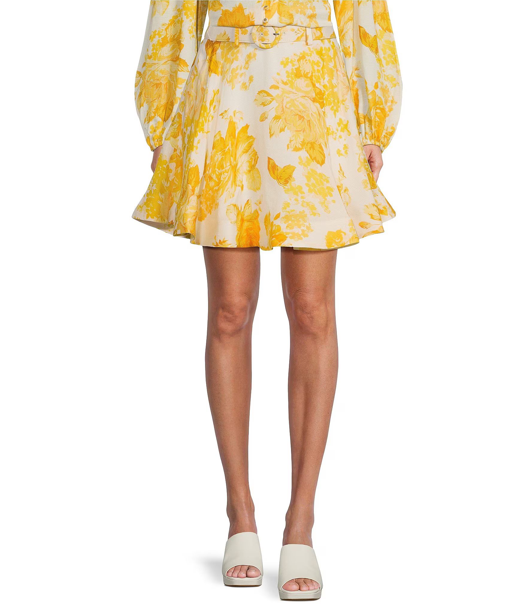 Antonio Melani Edie Floral Belted Side Seam Pocket Coordinating A-Line Skirt | Dillard's | Dillard's