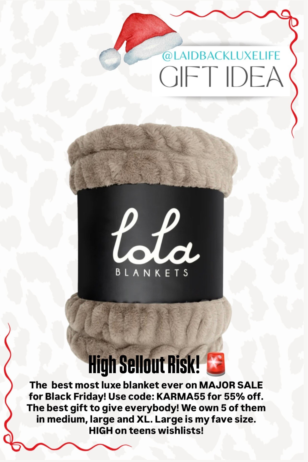 Lola Blankets Black Friday Sale! 55% off blankets! Run to snag blankets before they sell out! Top Christmas gift this year! We absolutely LOVE our blankets from @lolablankets !! This is the colorway “Desert Dune.” Lola blankets now has pillows! This blanket makes the perfect gift for everyone! Neutral home decor, gift idea, bedding, living room decor, bedding, family room, gift idea, hero gift  #lolablanketspartner #LaidbackLuxeLife

Use code KARMA55 for 55% off at checkout.

Hey Beautiful! Feel free to comment on this post if you have any questions! 🫶🏽

Follow me for more fashion finds, beauty faves, lifestyle, home decor, sales and more! So glad you’re here!! XO, Karma

#LTKGiftGuide #LTKSaleAlert #LTKCyberWeek
