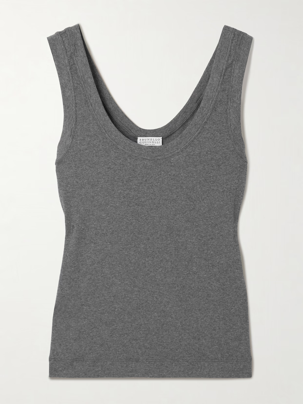 Brunello Cucinelli - Ribbed Cotton-blend Jersey Tank - Gray | NET-A-PORTER (US)