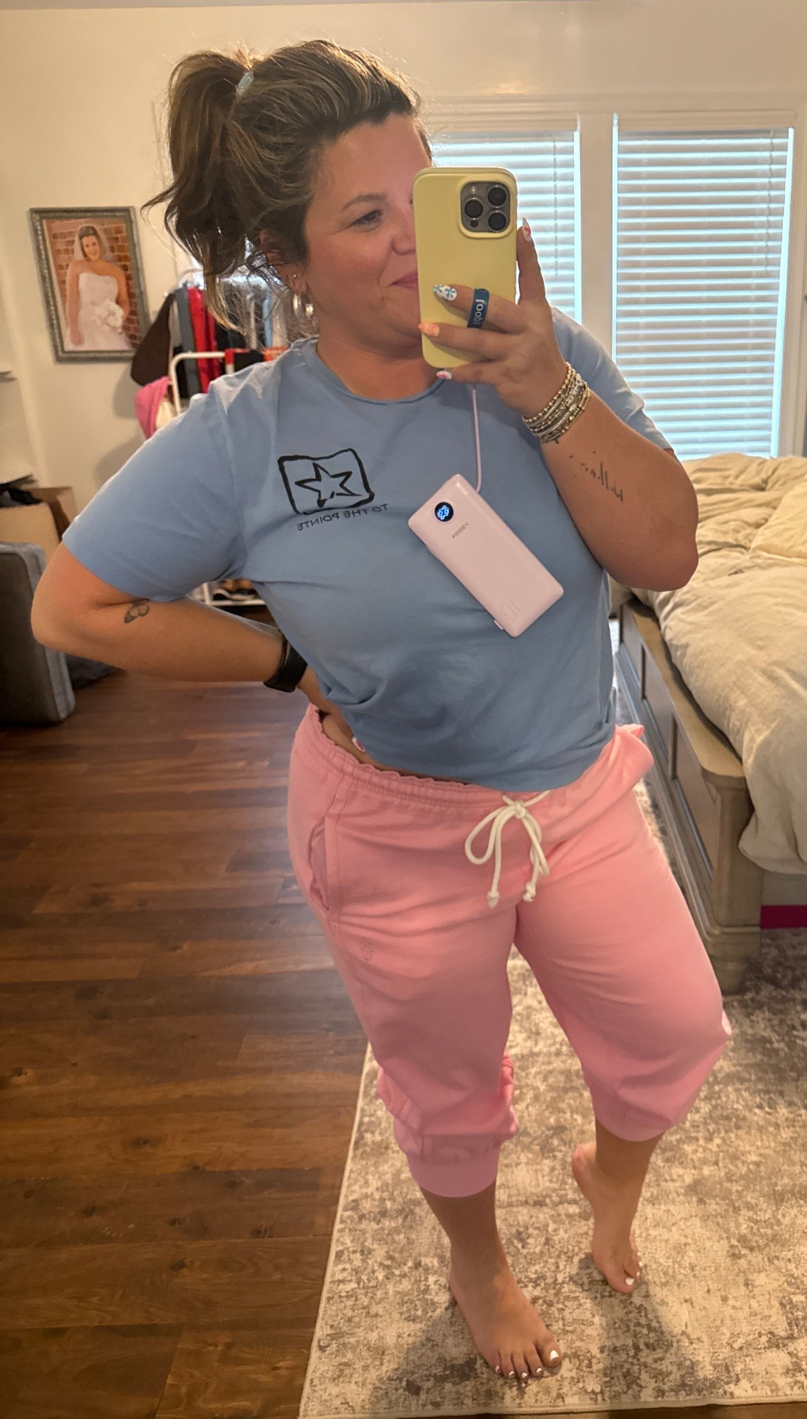 Free people movement jogger 10/10
Wearing size medium 
Comes in a bunch of colors
Charger is my go to from Amazon 

#LTKmomlife #LTKMidsize