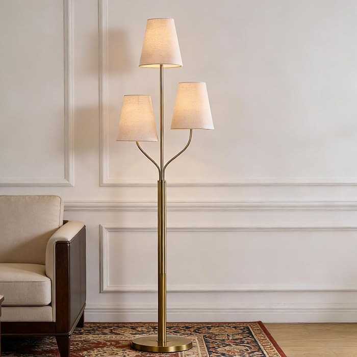 Maxax 3 Lights Brass Gold Floor Lamp for Living Room, Modern 65" Tall Standing Tree Lamp with 3 W... | Amazon (US)