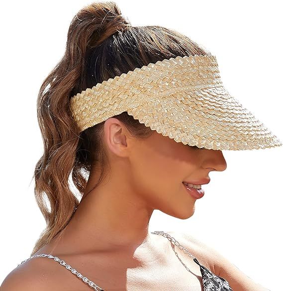 Sun Hat Womens, Beach Hats for Women, Sun Visors for Women, Straw Hats for Women, Handmade Straw ... | Amazon (US)