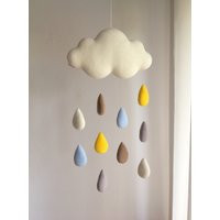 Beige Rain Cloud Mobile Nursery Over Crib Décor With Pastel Raindrops | Etsy (UK)