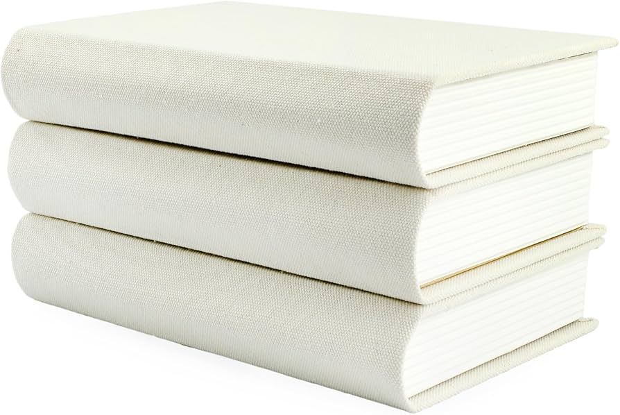 AuldHome Faux Book Stack (Cream); Blank Set of 3 Decorative Books for DIY Crafts and Home Decor | Amazon (US)