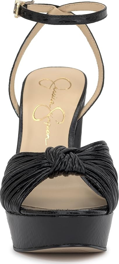 Amazon.com | Jessica Simpson Womens Immie Platform Sandal with Ankle Strap, Black, 8 | Heeled San... | Amazon (US)