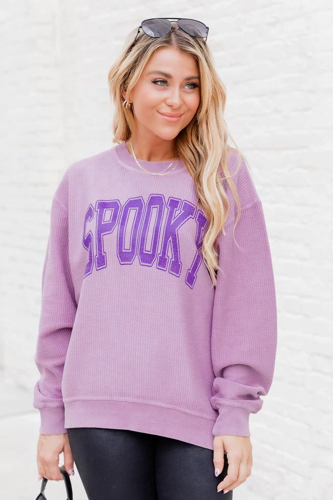 Spooky Purple Corded Graphic Sweatshirt | Pink Lily