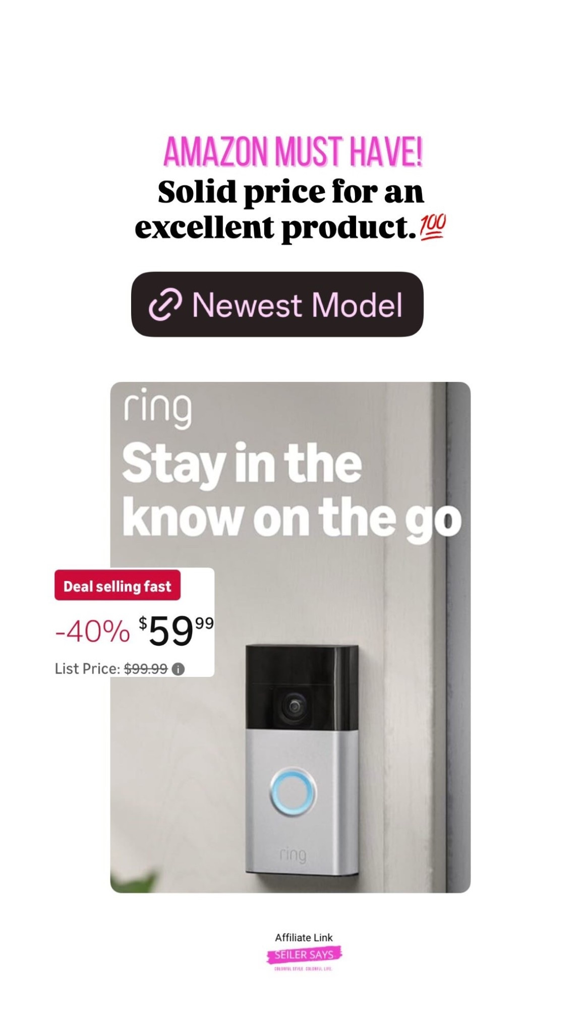 Solid price for an excellent product.💯 Ring doorbell from Amazon.

#LTKHome #LTKOver40 #LTKTravel