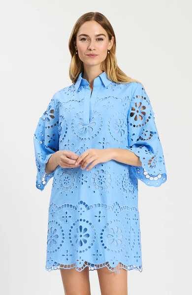 Penny Eyelet Dress - Vista Blue | tyler boe