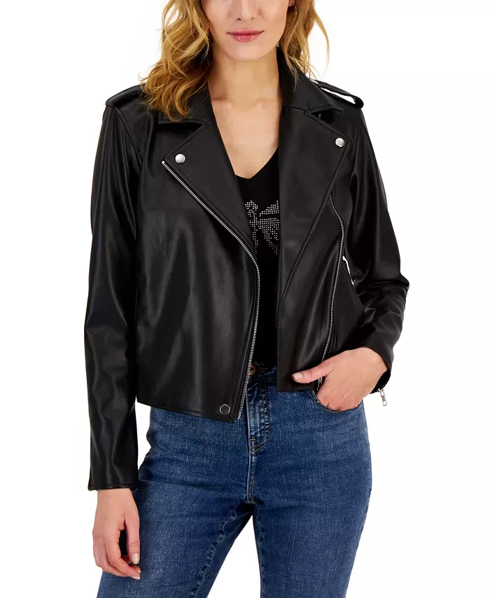 Women's Faux-Leather Moto Jacket curated on LTK