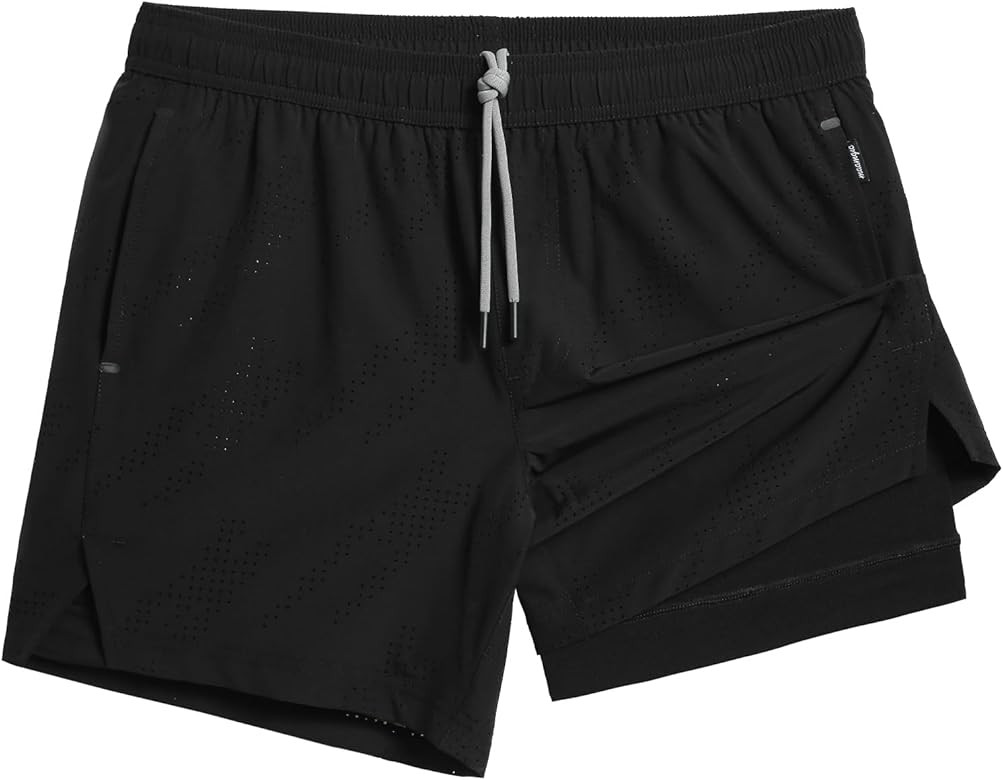 maamgic Mens Running Shorts with Compression Liner 5" Quick Dry Workout Gym Shorts Anti-Chafe 2 i... | Amazon (US)