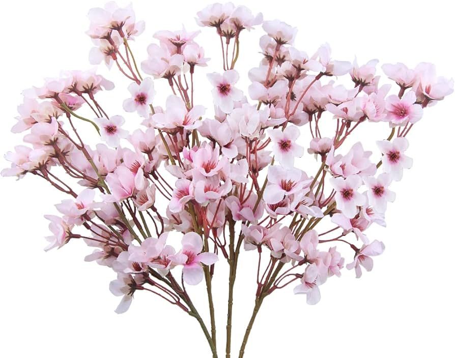 FERIAL 4 Pcs Artificial Plum Blossom Branches Spring Peach Blossom Flowers Silk Cherry Blossom Br... | Amazon (US)