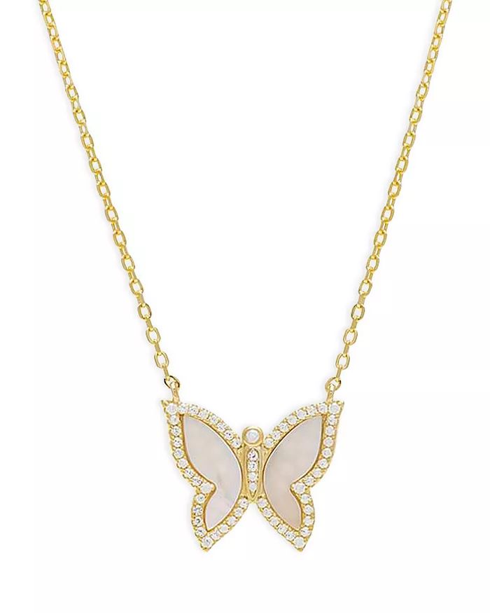 Pavé Butterfly Inlay Pendant Necklace 14K Gold Plated Sterling Silver, 15.75" | Bloomingdale's (US)