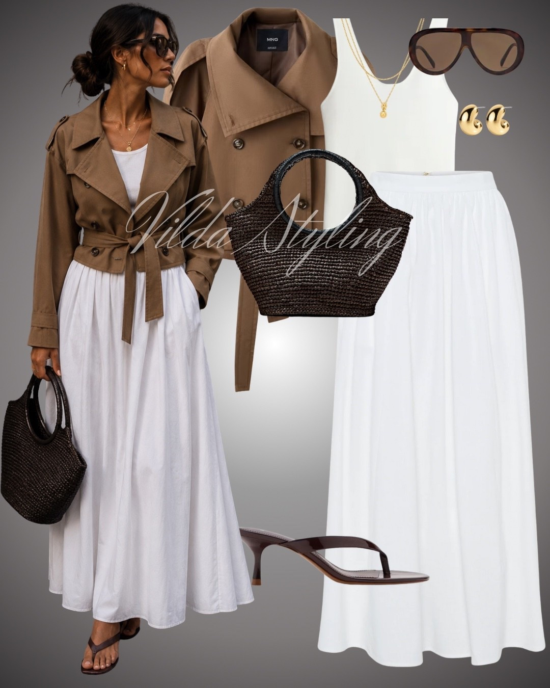 Polished neutrals with a timeless feel 🤎 A cropped trench layered over a white maxi skirt, finished with sleek kitten heels and a woven tote for effortless everyday elegance.

trench coat outfit, white maxi skirt, neutral style, chic outfit, transitional style, minimalist fashion, quiet luxury, kitten heels, woven bag, timeless wardrobe, elevated basics

#LTKstyletip #LTKautumn #LTKbag
