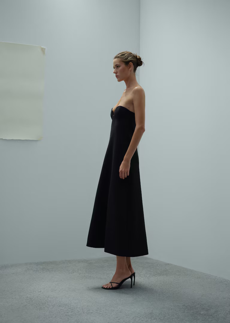 Strapless dress with sweetheart neckline  -  Women | Mango United Kingdom | MANGO (UK)
