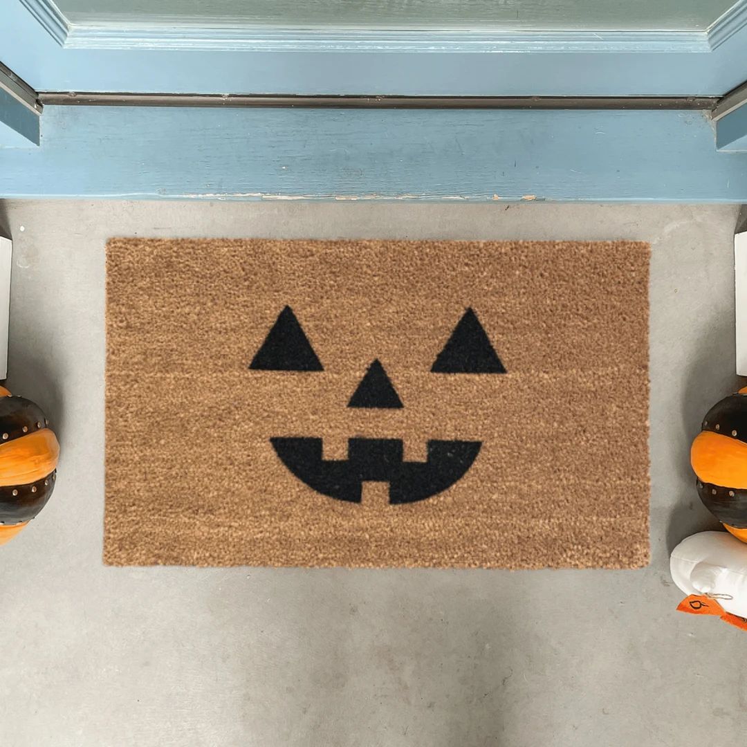 Halloween Doormat, Pumpkin Doormat, Fall Doormat, Jack O Lantern, Front door décor, Funny door m... | Etsy (US)