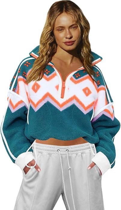 LAMISSCHE Women Fleece Half Zip Sweatshirt Long Sleeve Sherpa Jacket | Amazon (US)